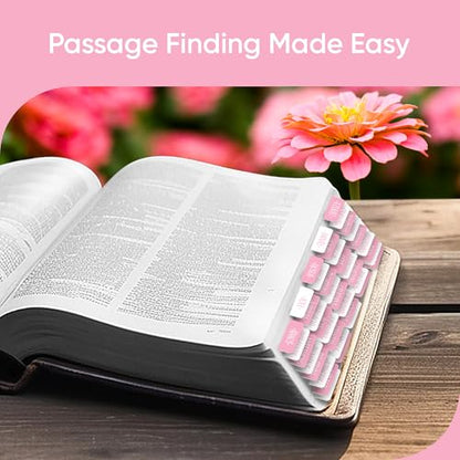 EssexWares - Pink and White Checkerboard Bible Tabs for Old and New Testament, 80 Large Print Tabs for Bible Study, Water-Resistant and Durable Index Tabs for Women and Men - 1.7" Wide - color: Pink and White Checkerboard