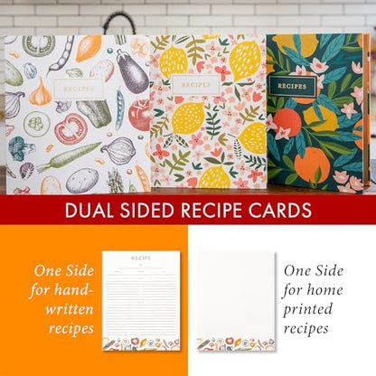 Jot & Mark 8.5"" x 11"" Sturdy 3 Ring Recipe Binder with Spill-Proof Clear | 50 Recipe Cards + 25 Sleeve Protectors + 5 Full-Page Sleeves + 6 Tabs | 8.5x11 | Autumn Harvest - color: Autumn Harvest, size: 8.5" x 11"