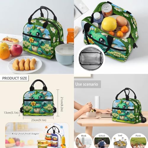 Cute Dinosaur Backpack with Lunch Box, Pencil Pouch, Water Bottle Sleeve - 4 Pcs Kids School Book Bag Set for Elementary Boys Girls - color: Cute Dinosaur