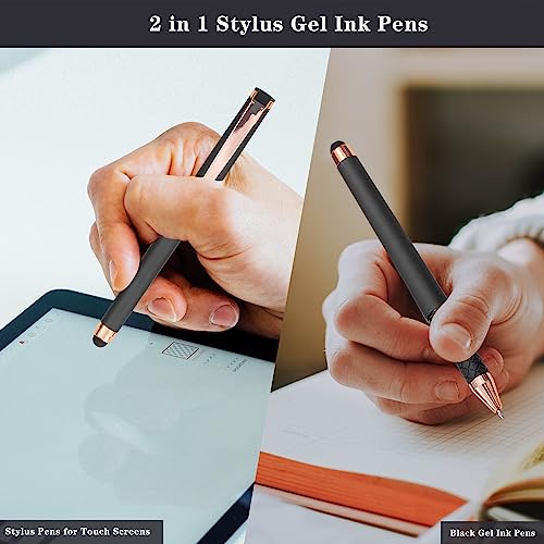 Linbsunne Black Gel Pens 0.7mm Medium Point Pen Office Pens 2-in-1 Stylus Pens for Touch Screens Gel Ink Rollerball Pens for Writing (18 Pack-grey) - color: 18 pack-grey
