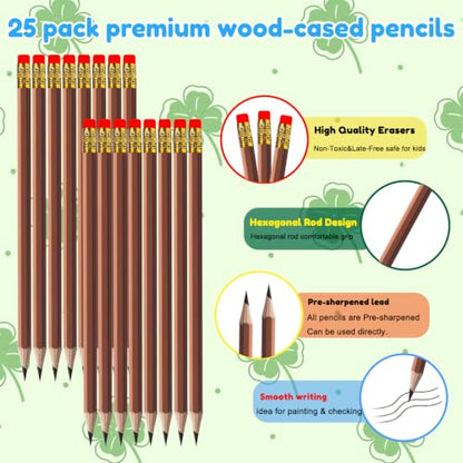 Adhere 25pcs Woodcase Pencils with Eraser Premium Pre-Sharpened Hexagon Graphite 2B pencils ideal for home, office writing including a Free Sharpener (Brown・25pcs) - color: Brown・25pcs