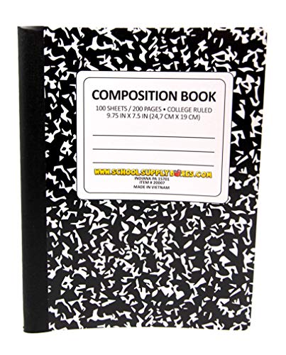100 Sheet Composition Notebooks - School Supply Boxes - 5 College Ruled Writing Notebooks - 1 Black, 1 Red, 1 Green, 1 Blue, and 1 Yellow (College Ruled) - style: College Ruled