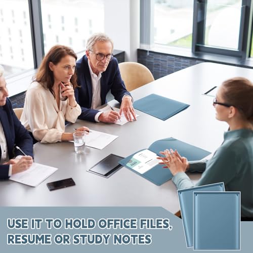 Henoyso 36 Pack Blue Gray Plastic Folders with Clear Front Pockets Heavy Duty File Folders with 2 Pockets and Card Slot for Student Communication School Office Presentation Report - color: Blue Gray
