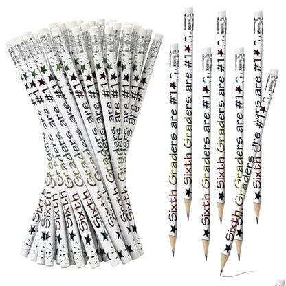 Tenceur 24 Pcs 6th Graders Pencils Bulk Motivational Pencils with Erasers Inspirational Pencil with Back to School Supplies for Kids Student Teacher Classroom Reward - style: 6th Graders
