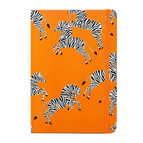 Beatrix & Luca College Ruled Notebook - A5 Journal – Lay Flat with Bookmark and Elastic Band - 160-Pages – 100 GSM Paper - Composition or Diary – Lined Pages - color: orange zebras