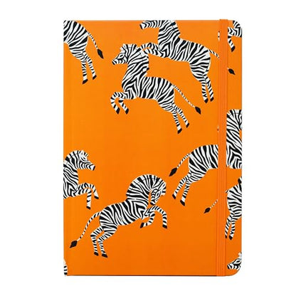 Beatrix & Luca College Ruled Notebook - A5 Journal – Lay Flat with Bookmark and Elastic Band - 160-Pages – 100 GSM Paper - Composition or Diary – Lined Pages - color: orange zebras