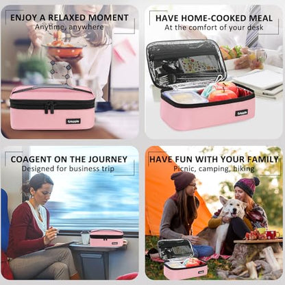 Gloppie Small Lunch Bag - Insulated Lunch Box, Mini Lunchbox Lunch Cooler Bag, Petty Food Containers, Snack Bag, for Adult, Pink - color: Pink