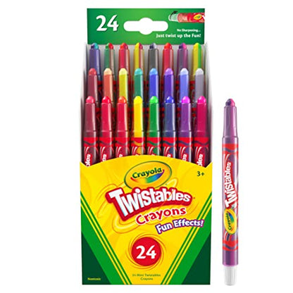 Crayola Twistables Crayons for Kids (24ct) Cute School Supplies for Toddlers, Preschool, Kindergarten, Elementary, Gifts for Boys & Girls, Ages 3, 4, 5 - size: 24 Count (Pack of 1), style: Fun Effects
