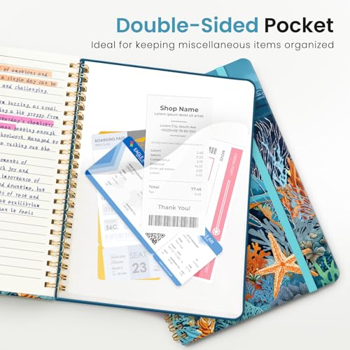 ZOTIA Lined Spiral Journal for Women, A5 Aesthetic Hardcover Notebook for Work, School & Note Taking, Pretty College Ruled Journal, 140 Pages, 6" x 8", Deep Bearings - color: I-Deep Bearings