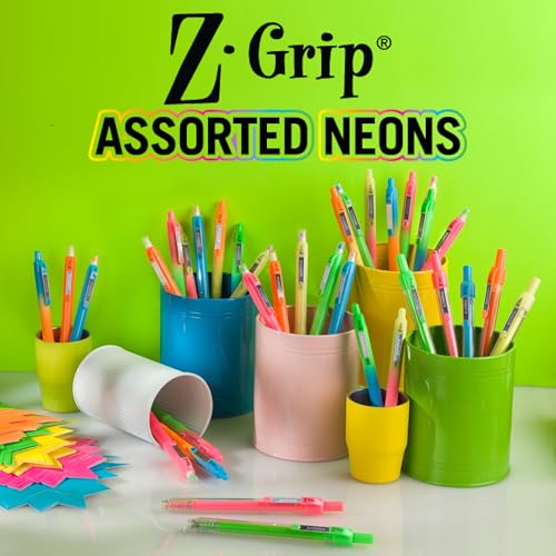 Zebra Pen Z-Grip Ombre Neon Retractable Ballpoint Pen, Black, 1.0mm, 18-Pk | Smooth Writing, Medium Point Tip, Ideal for Planners, Note-Taking, School and Office Supplies, and Everyday Writing (23018) - color: Black Ink Neon Barrel B