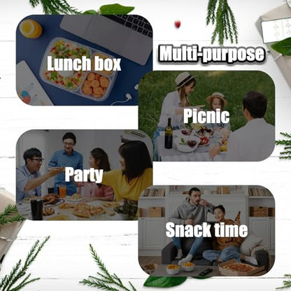 VOUKEN Double Compartment Condiment Container with Lid Double Compartment Snack Containers Double Compartment Snack Containers for to-go Sauce, Sampling, Travel Snack (Transparent 20PCS) - color: Transparent 20PCS