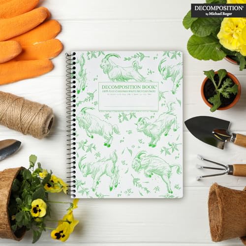Decomposition Goatbook College Ruled Spiral Notebooks – 9.75 x 7.5 Journal with 160 Lined Pages – Notebooks for School Supplies, Home & Office – 100% Recycled Paper – Made in USA - color: Green Goatbook, style: Spiral-bound