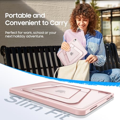 Fintie Shockproof Case for iPad (A16) 11th Generation 11 Inch (2025), iPad 10th Generation 10.9 Inch (2022) - [Built-in Pencil Holder] Slim Frosted Hard Cover with Multi-Angle Kickstand, Light Pink - color: Light Pink