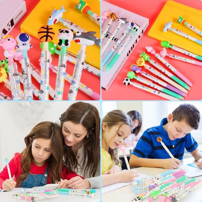 LiYiQ 24 PCS Erasable Pens Fun Cute Pens for kids Fidget Pens Blue Pens Kawaii Pens Stress Relief Rotating Pen for School, Office, Home Supplies