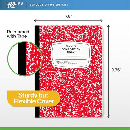 Composition Notebook Wide Ruled Composition Notebooks Bulk Red Marble Hard Cover Wide Ruled Notebook Paper Note Books For Schools Marble Composition Books 100 Sheets 200 Pages 9.75” x 7.25” (48 Pack, Red) - color: Red, size: 48 Pack