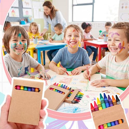 Resurhang 24 Sets/192 Pcs Crayons Bulk 8 Color Back to School Gifts Individual Packs Mini Wrapped Wax Washable Crayons for Student School Supplies Classroom Rewards Gifts - color: 8 Color