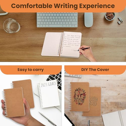 TWONE Spiral Notebook, 5 Pack Small Pocket Size Notebooks for Writing Drawing Note Taking, 3.5”x5.5”, 180 Ruled Pages, 90 Sheets - style: Ruled