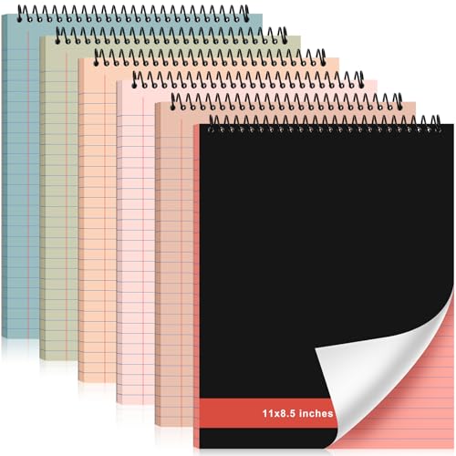 Resurhang 6 Pcs Legal Pad Top Spiral Bound Notebook 70 Sheets Double Sided College Ruled Paper Notepad Memo Steno Pad with Stiff Cover for Business College(8.5 x 11 Inches,No Holes,Retro Colors) - color: Retro Colors, size: 8.5 x 11 Inches, style: No Hole