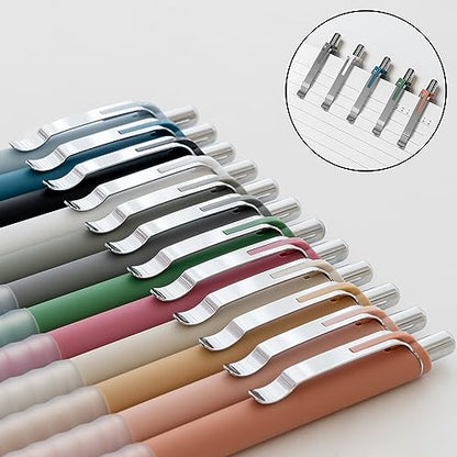 Linbsunne Ballpoint Pens Black Medium Point 1mm Pen with Super Soft Grip Ball Point Pen for Men Women Retractable Pens (silver-12 pcs) - color: silver-12 pcs