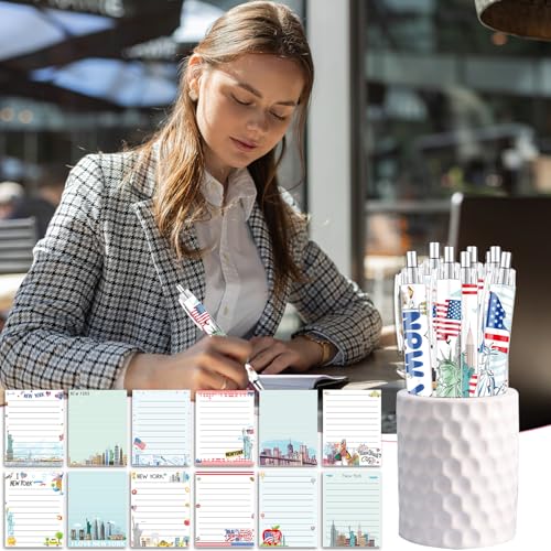 Wxiben London Sticky Notes with Pens - 24 Pcs London Travel Notepads England Ballpoint Pens Bulk British Flag Notes Black Ink Pen Souvenir Gifts for Home Traveler Study Office Party Favor - color: London