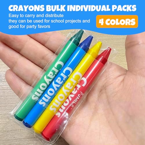 FUMILE 1600 Count Crayon (400 Sets of 4 Colors), Crayons Bulk Individual Packs, Non-Toxic Mini crayons for Kids Party Favors, Restaurants, School Supplies, Travel and More Events - style: 1600 count