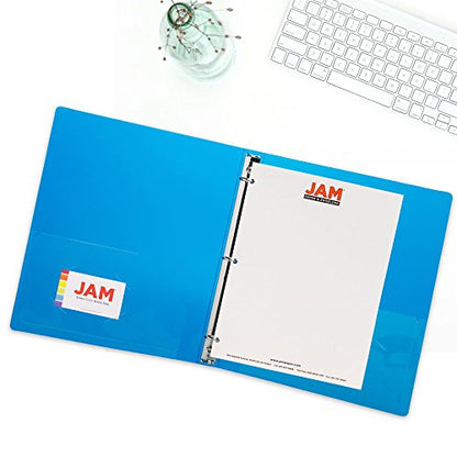 JAM PAPER Plastic 0.75 inch Binder - Blue 3 Ring Binder - Sold Individually - color: Blue, size: 0.75 inch