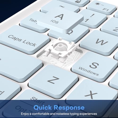 OMOTON Rechargeable Ultra-Slim Keyboard with Upgrade Oversize Keycaps, Adjustable Stand and Backlit, Wireless Bluetooth Keyboard for Samsung Tablet, iPad, Smartphone, Android, iOS, Windows, Blue - color: Blue