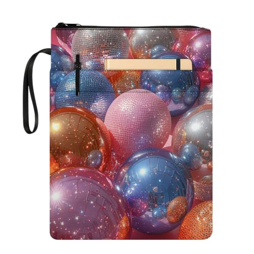 Padded Book Sleeve with Zipper & Front Pocket, Fabric Book Cover | Fantasy Magic Bubbles Orbs11.4"x8.7" Washable Canvas Pouch for Hardcovers, Tablets & Reading Accessories - color: Fantasy Magic Bubbles Orbs