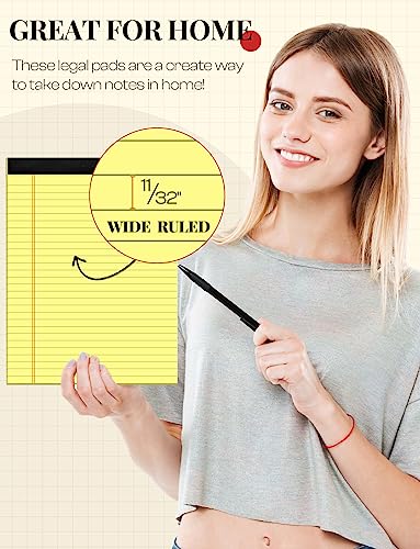 Note Pads 8.5 x 11 Wide Ruled Lined Writing Pads Yellow Legal Pads Letter Size 8.5 x 11 Notebook for Work Micro Perforated Legal Notepads Yellow Lined Paper Pads 27 Lines - 6 Pads/Pack, 30 Sheets/Pad - size: 8.5 x 11 Inch, style: 6 Pack-Yellow