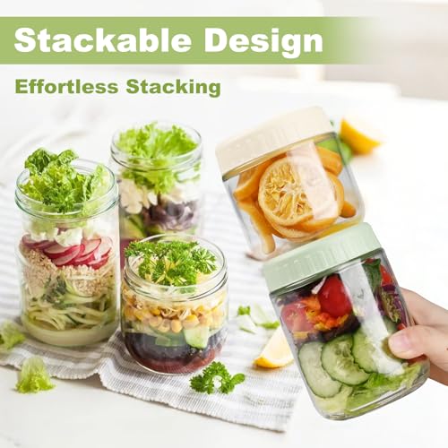 SHOWIN Overnight Oats Containers with Lids, 16oz Glass Jars with Lids 8 pcs, Apricot, Wide Mouth Mason jars for Salad, Yogurt, Snacks, Meal Prep - color: Camel, size: 16oz-8pc