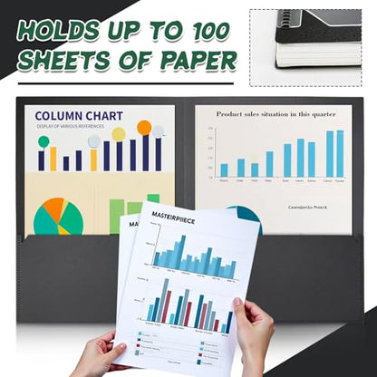 Black 2 Pockets Folders with Clear Front Pocket (6 Pack), Heavy Duty Letter Size Plastic Folders for School and Office，Fit Letter Size Paper - size: 6 Pack, style: Heavy Duty 2 Pockets&Clear Front Cover