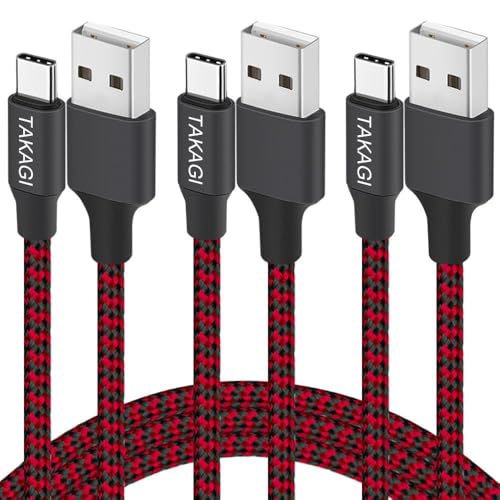USB to USB C Cable (3Pack 6ft) USB A to Type C Cable Fast Charging Nylon Braided Data Sync Transfer Cord USB C Charger for iPhone 17 Pro Max/17 Air/16e/16 15 Pro/15 Plus/Galaxy S20 S10 Note 20(Red) - color: Red