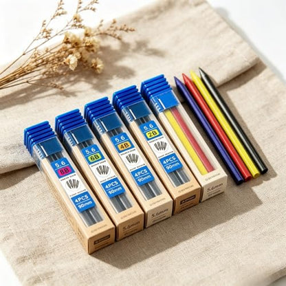 5Boxes 5.6mm Clutch Pencil Lead 2B 4B 6B 8B Coloured Refills for Mechanical Pencil Artists Drawing Painting Supply