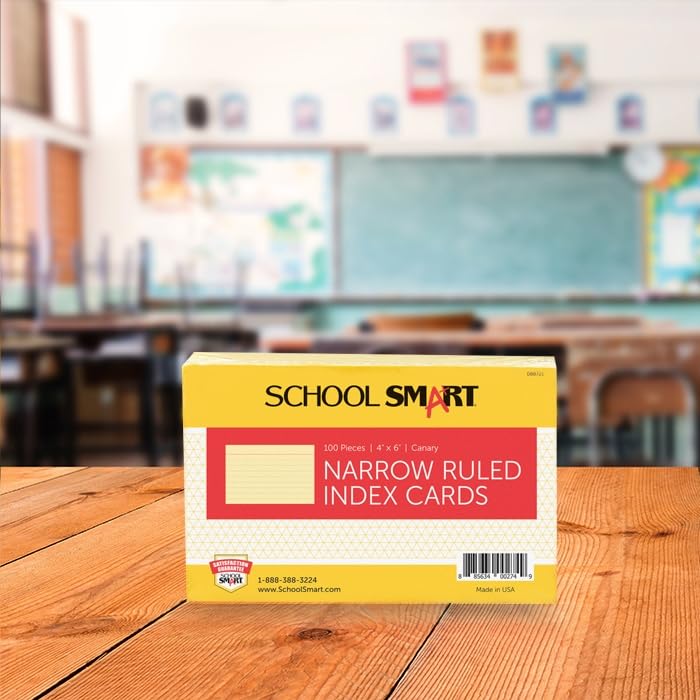 School Smart Ruled Index Card, 4 x 6 Inches, Canary, Pack of 100 - color: Canary, size: 4 x 6 Inches