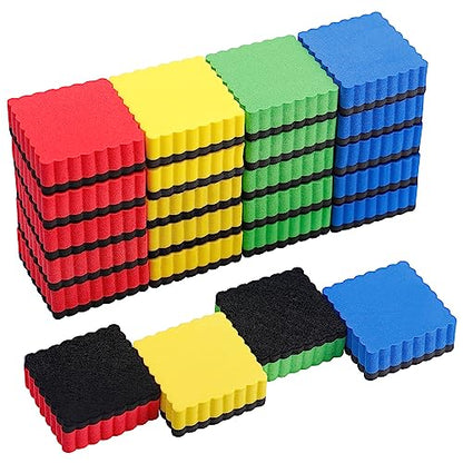 24Pcs Strong Magnetic Dry Erase Eraser, Classroom Must Haves, Wave Shaped | 4 Color Mini Whiteboard Eraser, Classroom Essentials for Kindergarten, Prek, Elementary, Office - style: Wave