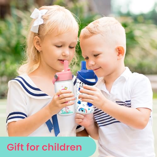 Flamingo Water Bottle - Kids Water Bottle with Straw Lid - 12 Oz Insulated Stainless Steel Water Bottles for Kid Girls - Travel Cup for School Sports - color: Flamingo 1