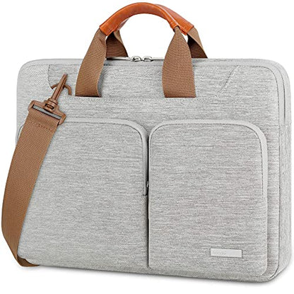 Lacdo 360° Protective Laptop Shoulder Bag, 15-15.6 inch Laptop Sleeve Case for Acer HP Lenovo Dell ASUS Laptop, Acer Aspire, HP Pavilion, Dell Inspiron, Lenovo IdeaPad,ASUS ZenBook Computer Bag, Gray - color: Gray, size: 15.6 Inches