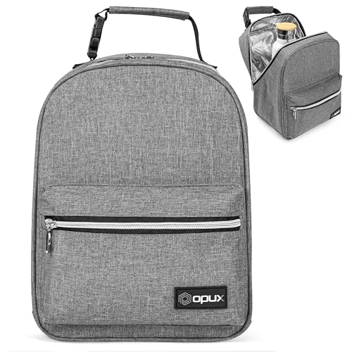 opux Insulated Lunch Box for Kids & Adults, Leakproof Reusable Lunch Bag for Work School Office, Soft Cooler Lunchbox for Girls Boys Women Men with Clip-On Buckle & Front Pocket, Heather Gray - color: Heather Gray