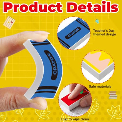 Eaasty 36 Pcs Back to School Erasers Bulk, Pencil Crayon Ruler Apple Book Erasers, Teacher Welcome Gifts for Students, Classroom Prizes Rewards, First Day of School Supplies