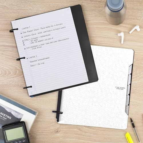 Five Star Flex Refillable Notebook + Study App,College Ruled Paper and 1 Inch TechLock Ring Binder with Pockets,Tabs and Dividers,200 Sheet Capacity,White (29328AE2), 1 Count (Pack of 6) - color: White, size: 1 Count (Pack of 6)