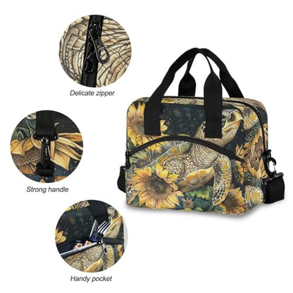 ALAZA Turtle and Sunflowers Insulated Lunch Bag Women Men Portable Reusable Cooler Lunch Tote Bag for Work Office Picnic College - color: Multi 18