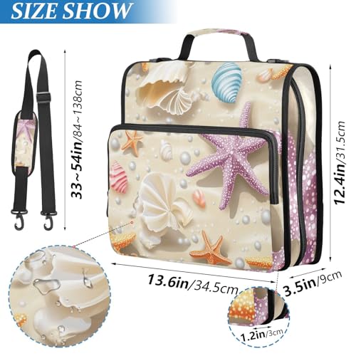 Beige Beach Starfish Shell Pearl Zipper Binder 3 Ring 1.5 Inch School Binder Organizer with Shoulder Strap Handle File Folder Pockets Large Capacity Students Girl Boy Men Office Work - color: Beige Clownfish