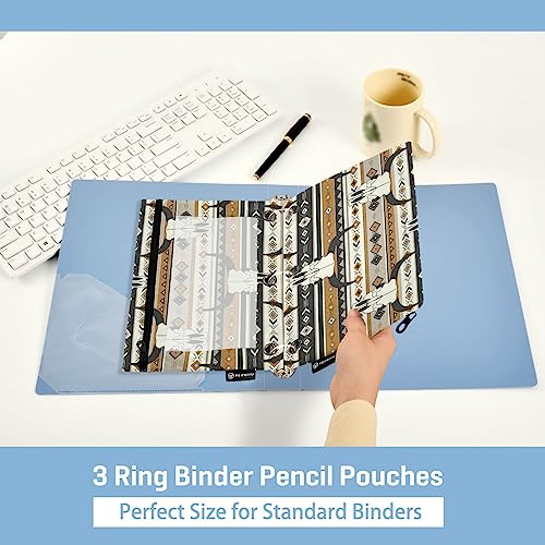 Fisyme Western Boho Bull Skulls Pencil Pouch for 3 Ring Binder Pencil Case Pencil Bag Zipper Pouch with Clear Window for Office Supplies 2 Pack - color: Multi-2