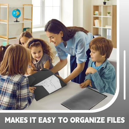 Henoyso 60 Pack Plastic Folders with Clear Front Pockets Bulk Heavy Duty File Folders with 2 Pockets and Card Slot for Student Teacher Back to School Supplies Office Presentation (Black) - color: Black