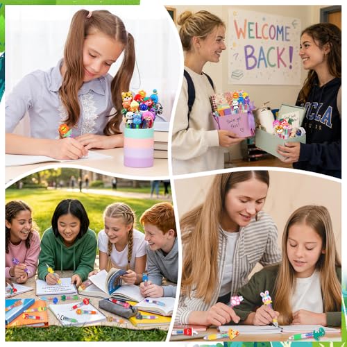 Vellibring 30pcs Mini Multicolor Pens in One 4-in-1, Bulk Cute Cartoon Retractable Ballpoint Pens for Party Favors Birthdays Holiday Gifts Classroom Student Prizes - style: Cute-30pcs