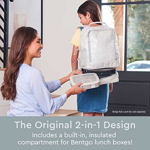 Bentgo Kids 2-in-1 Backpack & Insulated Lunch Bag - Glitter Designed 16” Backpack for School & Travel -, Durable, Water Resistant, Padded, & Large Compartments (Glitter Edition - Silver) - color: Glitter Edition - Silver