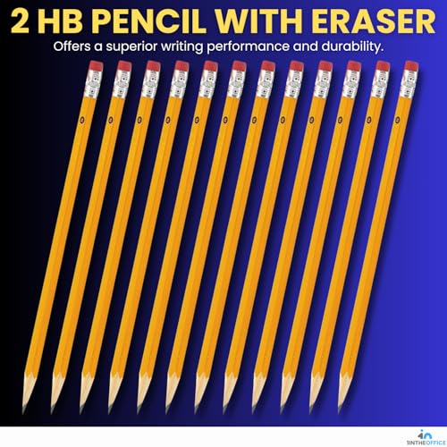 1InTheOffice Lead pencils, Wooden Pencils, Woodcase Pencil HB #2, Yellow Barrel, 36 Pack