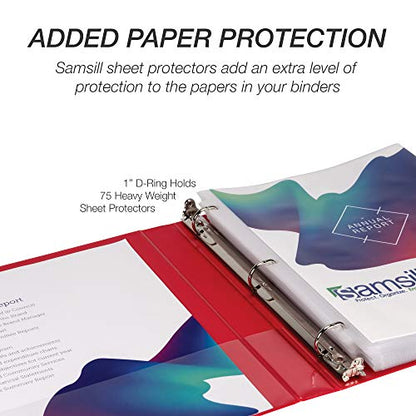 Samsill Durable 1 inch 3 Ring Binder, D Ring Binder, 100% Recycled Chipboard, Red - color: Red, size: 1 Pack, style: 1 Inch