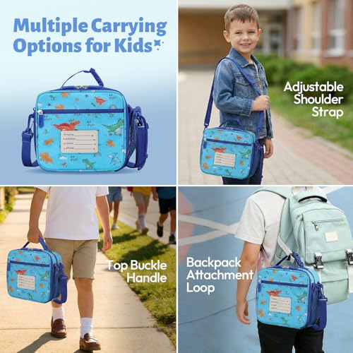 Itslife Bento Lunch Box for Kids Set, insulated food container, 7 oz thermos for hot food, 12 oz thermos water bottle, Reusable Insulated Ice Bag & Fork Spoon Utensils Camping Travel Blue-KL - color: Blue-KL