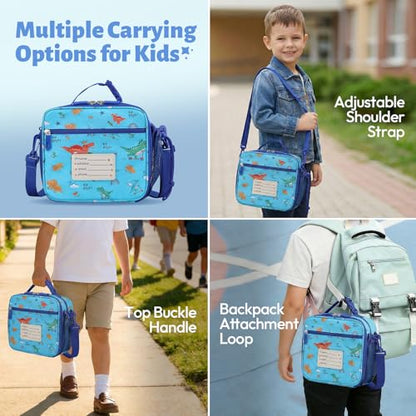 Itslife Bento Lunch Box for Kids Set, insulated food container, 7 oz thermos for hot food, 12 oz thermos water bottle, Reusable Insulated Ice Bag & Fork Spoon Utensils Camping Travel Blue-KL - color: Blue-KL